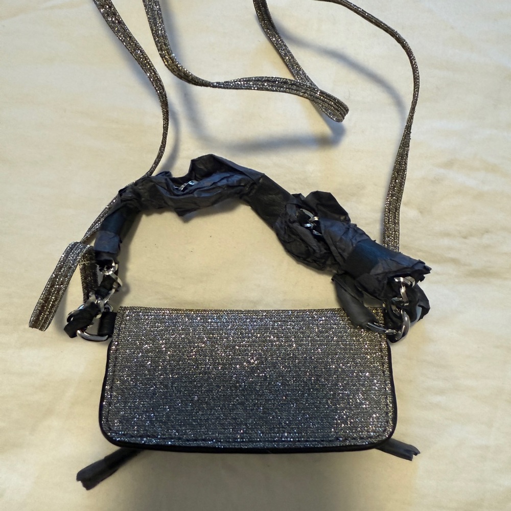 Zadig & Voltaire Silver Glitter Crossbody Bag - Picture 3 of 4